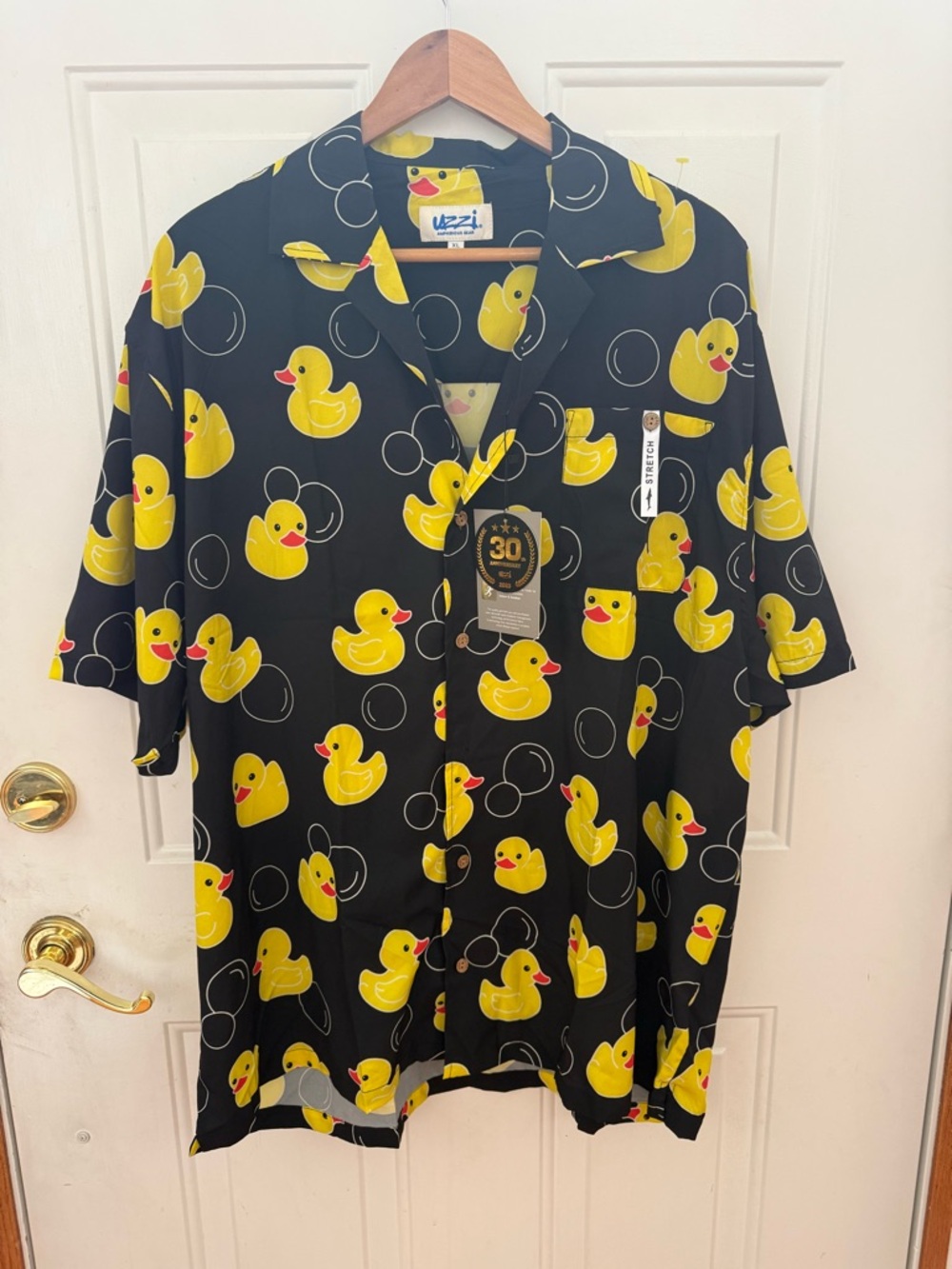 NWT UZZI Amphibious Gear Rubber Ducky Stretch Button Down XL - 30th Anniv.